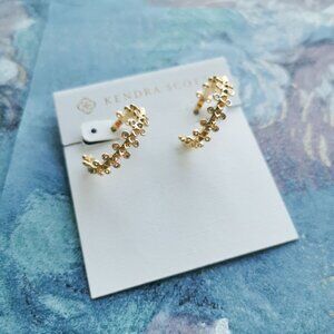 Kendra Scott Jada Gold White Crystal Small Hoop Earrings